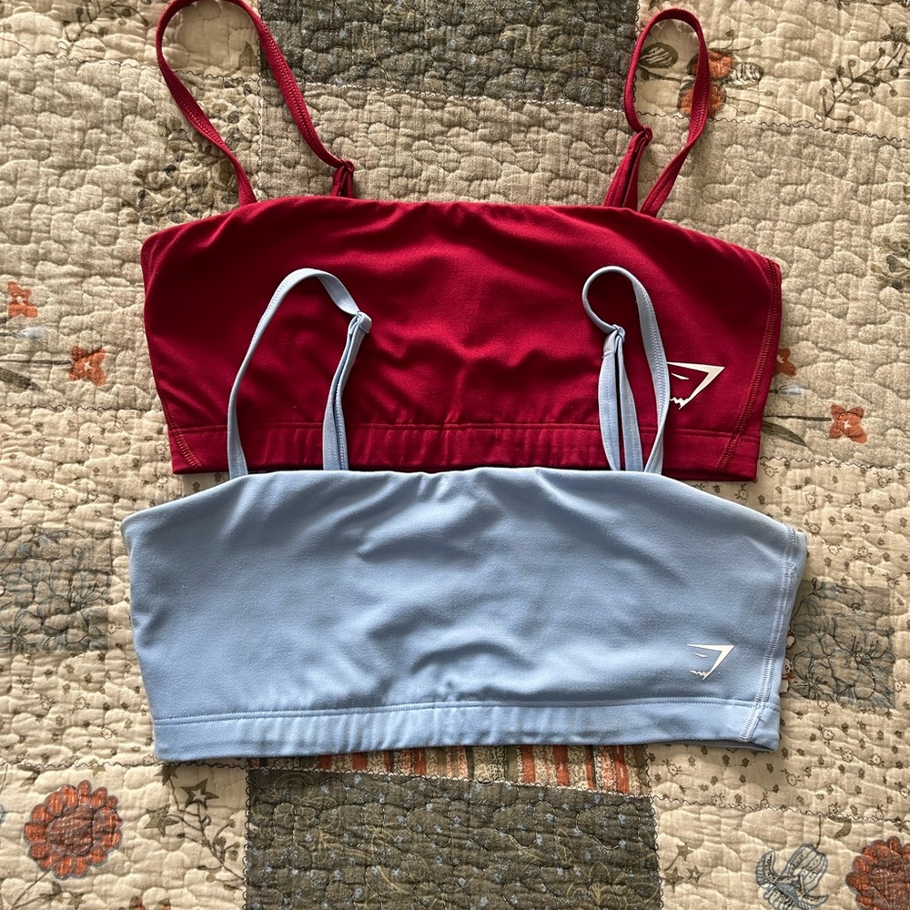 Gymshark Red and Light Blue Bandeau Bras